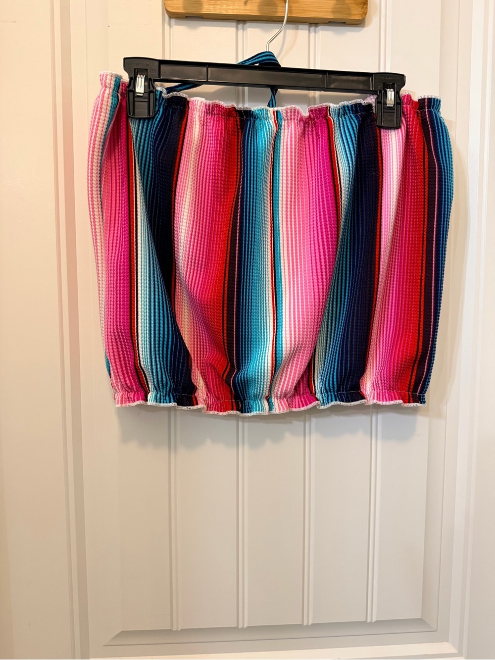 Source Unknown Striped Smocked Tube Top - Pink, Blue & Teal